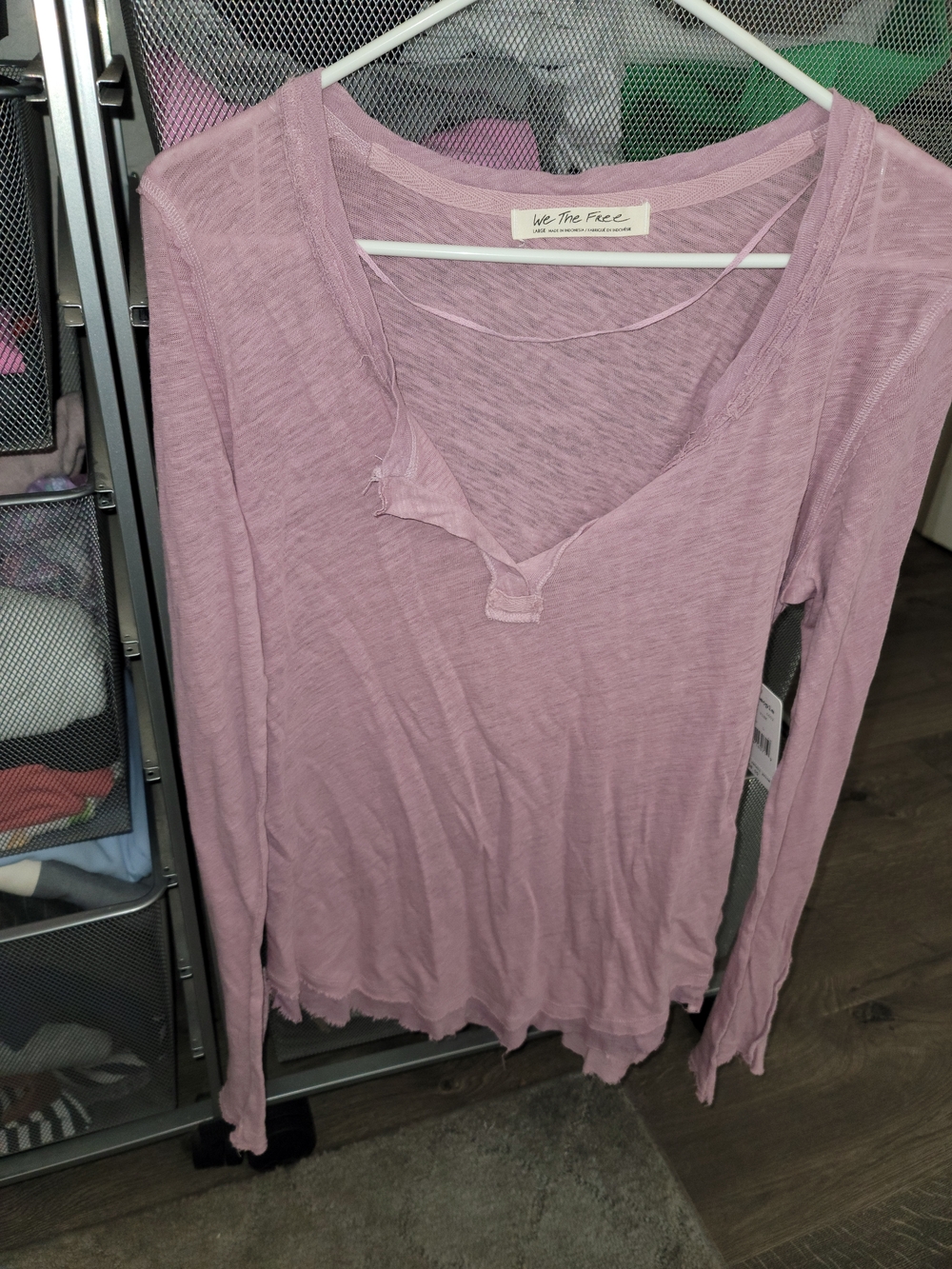 We The Free Long Sleeve Slub Tee in Dusty Mauve Pink